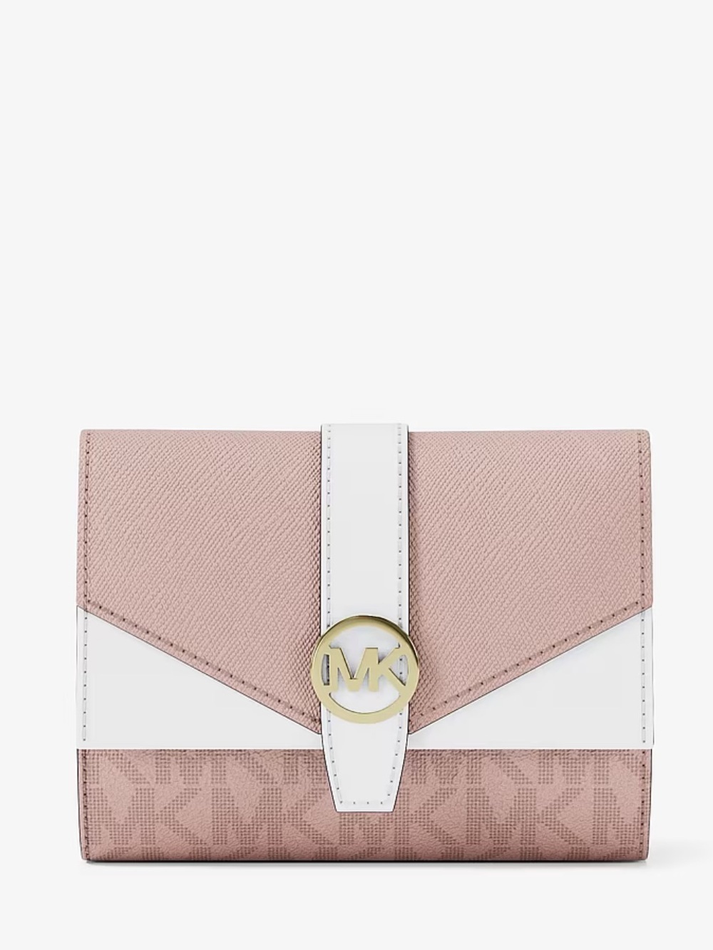 Michael Kors Blush Pink and White MK Signature Compact Wallet - Picture 4 of 16